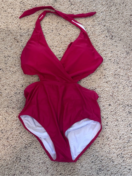 Zeraca Other - Red Halter One-Piece Swimsuit with Wrap Front